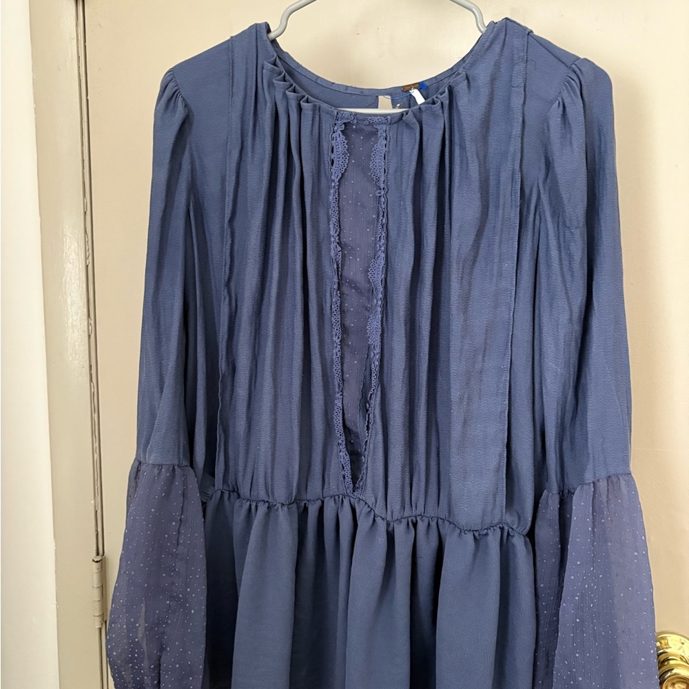 Elegant Blue Long Sleeve Blouse